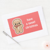 Kawaii Gingerbread Man Kerstmis Rechthoekige Sticker (Envelop)