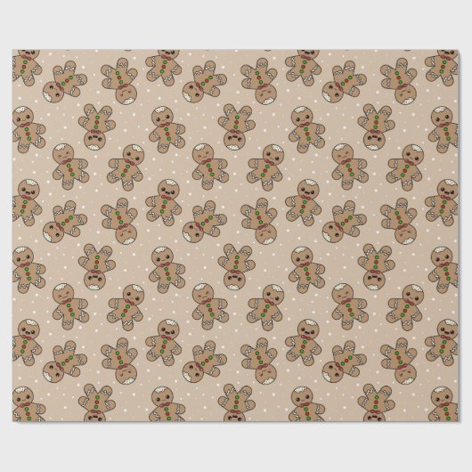 Kawaii Gingerbread Man Pattern Cadeaupapier (Vlak)