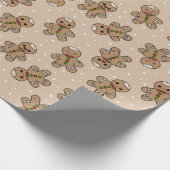 Kawaii Gingerbread Man Pattern Cadeaupapier (Hoek)