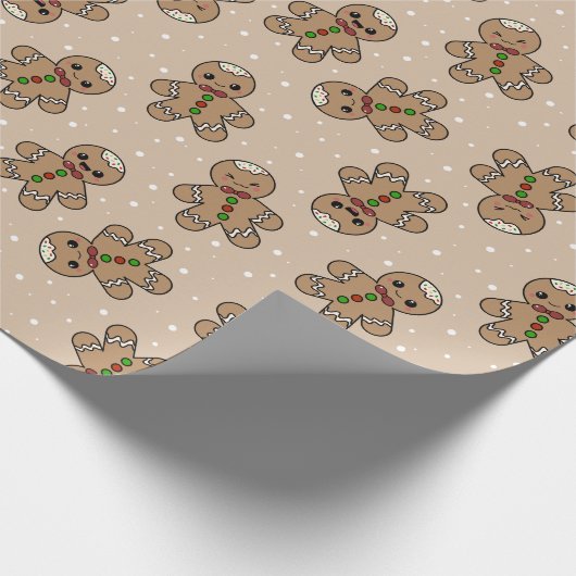 Kawaii Gingerbread Man Pattern Cadeaupapier (Hoek)