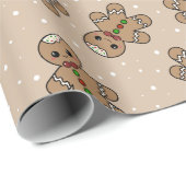 Kawaii Gingerbread Man Pattern Cadeaupapier (Rol Hoek)