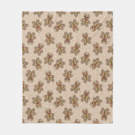 Kawaii Gingerbread Man Pattern Fleece Deken
