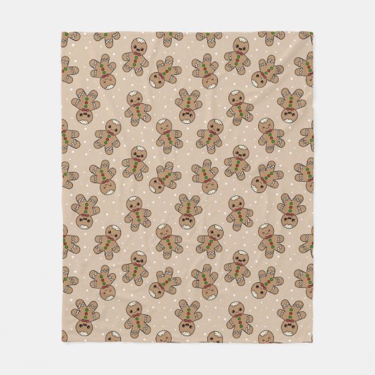 Kawaii Gingerbread Man Pattern Fleece Deken (Voorkant)