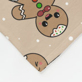 Kawaii Gingerbread Man Pattern Fleece Deken (Hoek)