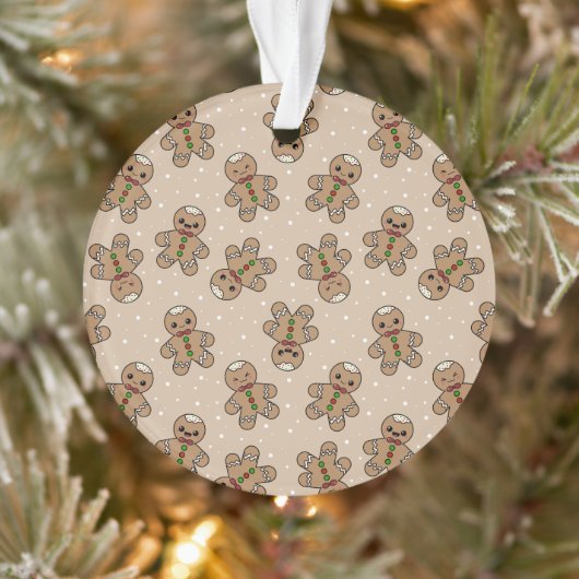 Kawaii Gingerbread Man Pattern Ornament (Boom)