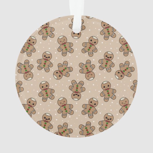 Kawaii Gingerbread Man Pattern Ornament (achterkant)