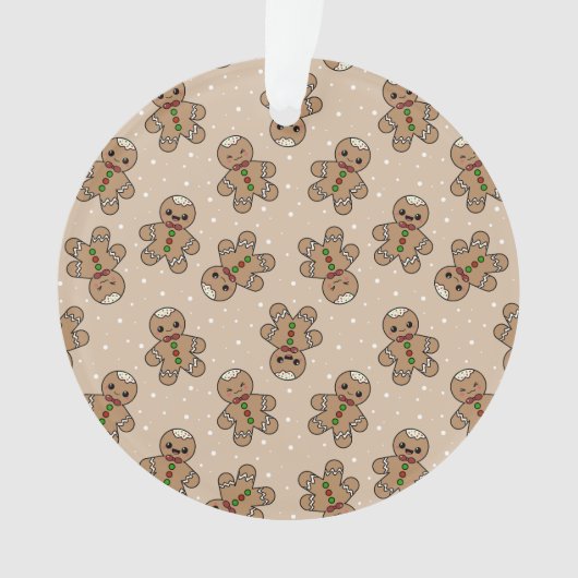 Kawaii Gingerbread Man Pattern Ornament (voorkant)