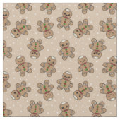 Kawaii Gingerbread Man Pattern Stof (Close Up)