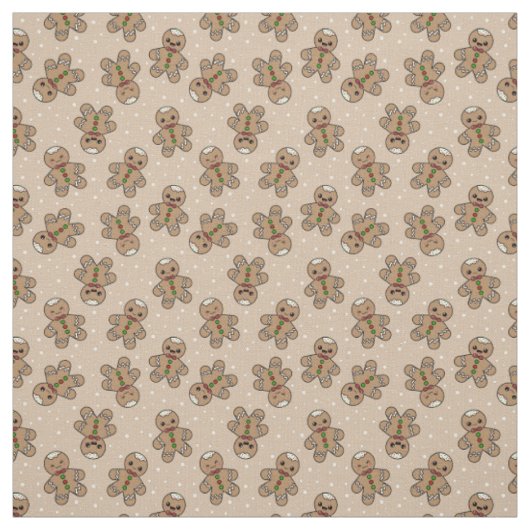 Kawaii Gingerbread Man Pattern Stof (Swatch)