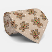 Kawaii Gingerbread Man Pattern Stropdas (Opgerold)