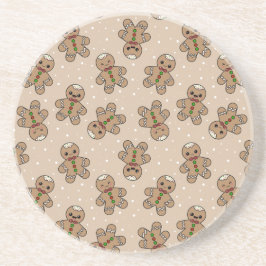 Kawaii Gingerbread Man Pattern Zandsteen Onderzetter