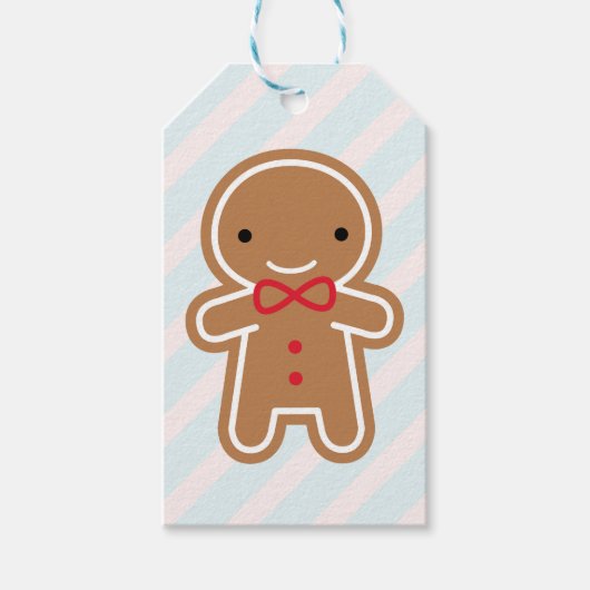 Kawaii Gingerbrood Man Cadeaulabel (Voorkant)