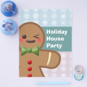 Kawaii Gingerbrood Man & Snowflakes Flyer (Enkel)