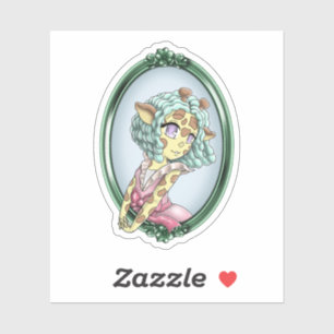 Kawaii Giraffe Anime Meisje Sticker