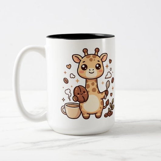 Kawaii Giraffe Koffie Twee-Tons Mok (Links)