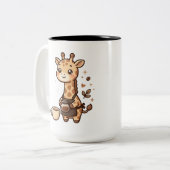 Kawaii Giraffe Tweekleurige Koffiemok (Voorkant links)