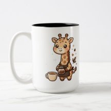 Kawaii Giraffe Tweekleurige Koffiemok