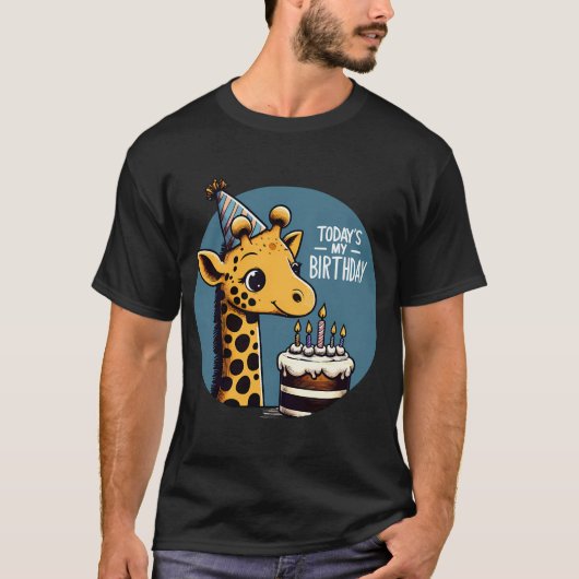 Kawaii Giraffe Vandaag is mijn verjaardagsfeestje  T-shirt (Voorkant)