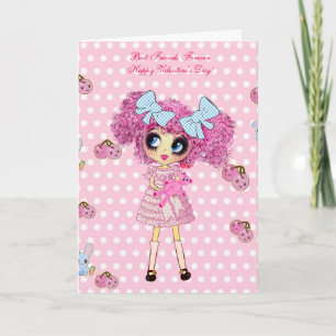 Kawaii Girl Birthday-kaarten met PinkyP Feestdagen Kaart