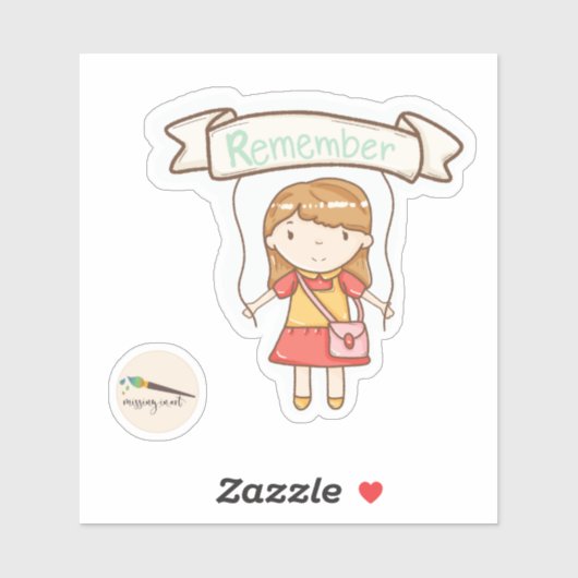 Kawaii Girl met Herinner Plaque Scrapbooking Sticker (Vel)