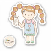 Kawaii Girl met Note Doodle Sticker (Voorkant)