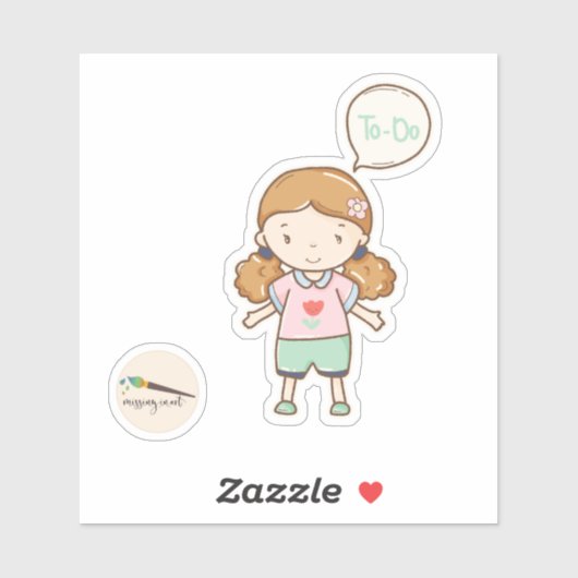 Kawaii Girl met To-Do Bubble Scrapbooking Sticker (Vel)