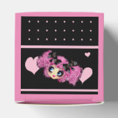 Kawaii Girl PinkP - trendy zwarte roze harten Bedankdoosjes (Bovenkant)