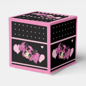 Kawaii Girl PinkP - trendy zwarte roze harten Bedankdoosjes (Achterkant)