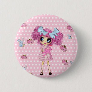 Kawaii Girl PinkyP schattige girly Ronde Button 5,7 Cm