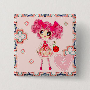 Kawaii Girl PinkyP Sweet Lolita zo schattig Vierkante Button 5,1 Cm