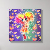 Kawaii Girl PinkyP wandkunst Harajuku Regenboog Ku Canvas Afdruk (Voorkant)