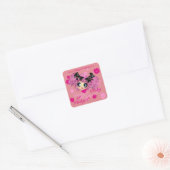 Kawaii Girl Roze Belofte cadeaus voor vrienden Vierkante Sticker (Envelop)