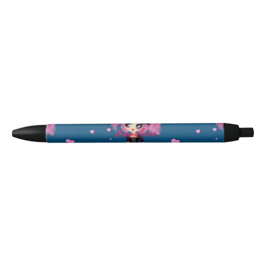 Kawaii Girl Roze Prom Prinses Zwarte Inkt Pen (Voorkant)