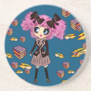 Kawaii Girl Student Gifts met PinkyP Zandsteen Onderzetter