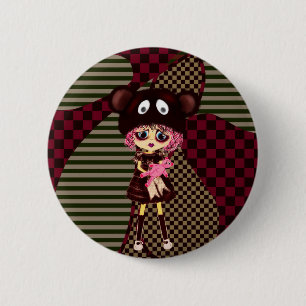 Kawaii Girl waarom zo triest? Kookkind met beer Ronde Button 5,7 Cm