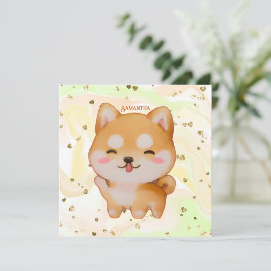 Kawaii glimlachend Cartoon-stijl Shiba Inu (Staand voorkant)