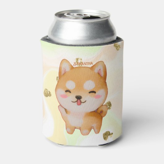 Kawaii glimlachend Cartoon-stijl Shiba Inu Blikjeskoeler (Blikje Achterkant)