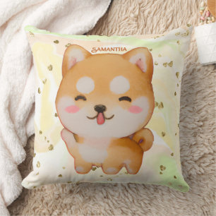 Kawaii glimlachend Cartoon-stijl Shiba Inu Kussen