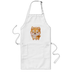 Kawaii glimlachend Cartoon-stijl Shiba Inu Lang Schort