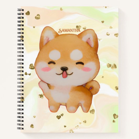 Kawaii glimlachend Cartoon-stijl Shiba Inu Notitieboek (Voorkant)