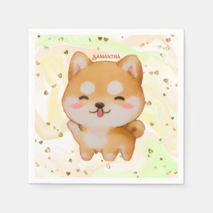 Kawaii glimlachend Cartoon-stijl Shiba Inu Servet