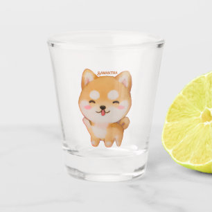 Kawaii glimlachend Cartoon-stijl Shiba Inu Shot Glas