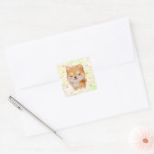 Kawaii glimlachend Cartoon-stijl Shiba Inu Vierkante Sticker (Envelop)
