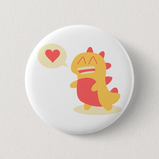 Kawaii glimlachend Dino over liefde Ronde Button 5,7 Cm (Voorkant)