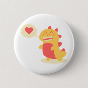 Kawaii glimlachend Dino over liefde Ronde Button 5,7 Cm