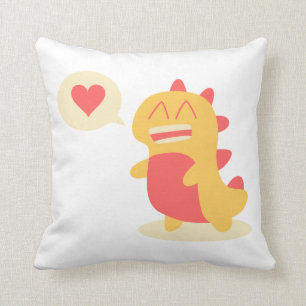 Kawaii glimlachende Dino die over liefde praat Kussen