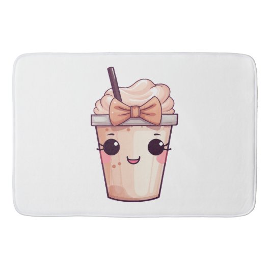 Kawaii Glimlachende Frappe Badmat (Voorkant)