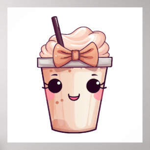 Kawaii Glimlachende Frappe Poster