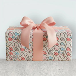 Kawaii Glimlachende Hartjes Gradiënt LIEFDE Patroo Cadeaupapier