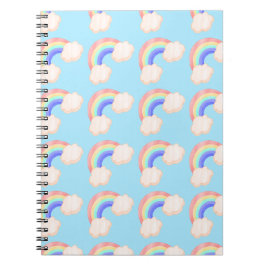 Kawaii Glossy Colorful Rainbows Blue Pattern Cute Notitieboek
